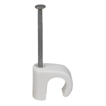 Cable Clip 5-7mm Round Cable - White (Nail 1.2 x 20mm)