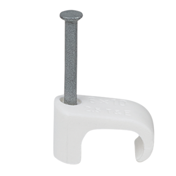 Cable Clip 6 x 10mm Flat Clips - White (Nail