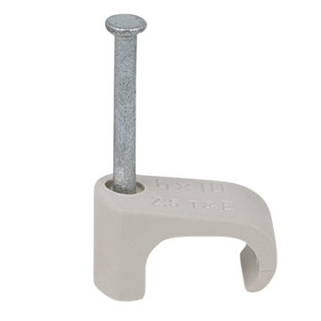 Cable Clip 6 x 10mm Flat Clips - Grey (Nail 2.0 x 25mm)