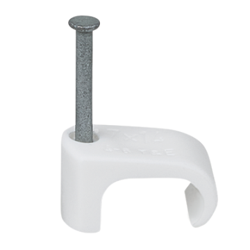 Cable Clip 7 x 14mm Flat Clips - White (Nails 2.0 x 25mm)