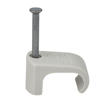 Cable Clip 7 x 14mm Flat Clips - Grey (Nail 2.0 x 25mm)