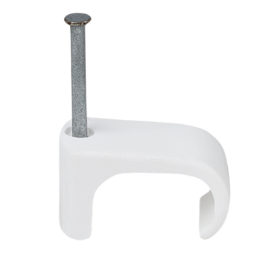 Cable Clip 9 x 18mm Flat Clips - White (Nail 2.0 x 30mm)