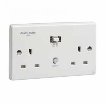RCD PowerBreaker Unswitched Twin Socket White Passive