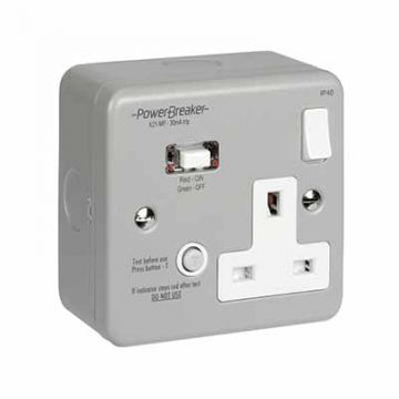 RCD PowerBreaker Single Switch Socket Metal Passive