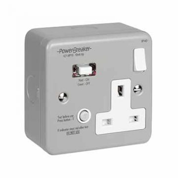 RCD PowerBreaker Single Switch Socket Metal 10mA Passive