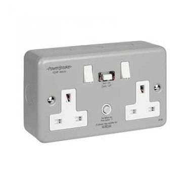 RCD PowerBreaker Twin Switch Socket Metal Passive