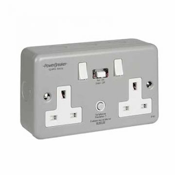 RCD PowerBreaker Twin Switch Socket Metal 10mA Passive