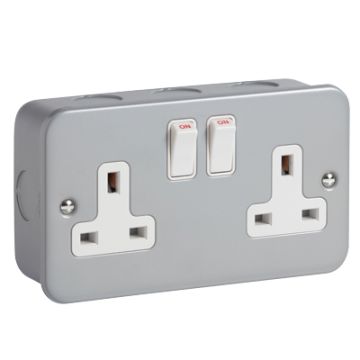 Socket Twin Switched 13A Metal Clad