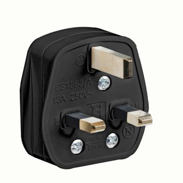 Plug Top 13A/5A Fuse Black
